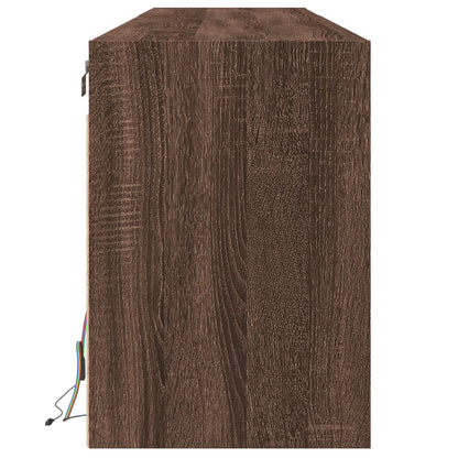 TV-vægskab med LED brunt egetræslook 180x31x45 cm