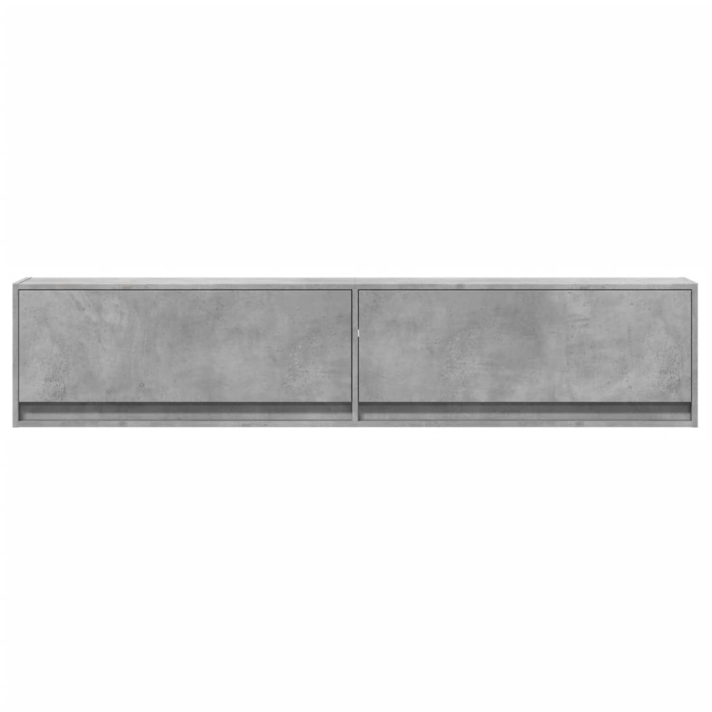 TV vægskab med LED betongrå 180x31x38 cm