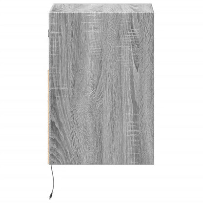 Wand-Nachttische mit LED-Leuchten 2 Stk. Grau Sonoma