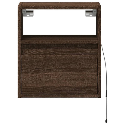 Wand-Nachttische mit LED-Leuchten 2 Stk. Braun Eichen-Optik