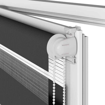 Doppelrollo Schwarz 65x230 cm Stoffbreite 60,9 cm Polyester