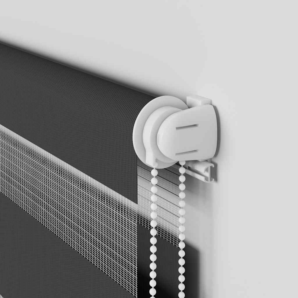 Doppelrollo Schwarz 65x230 cm Stoffbreite 60,9 cm Polyester