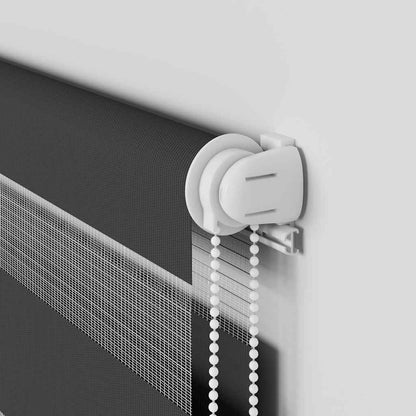 Doppelrollo Schwarz 65x230 cm Stoffbreite 60,9 cm Polyester