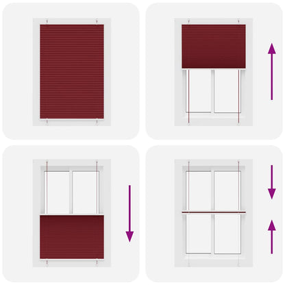 Plisseret Bordeaux Rød 90x100 cm Stof Bredde 89,4 cm Polyester