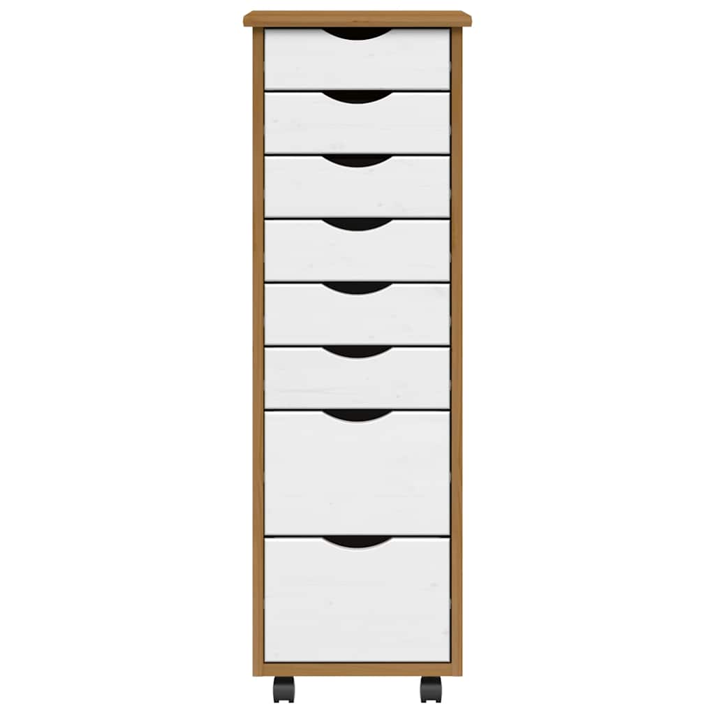 Rollschrank mit Schubladen MOSS Honigbraun Massivholz Kiefer