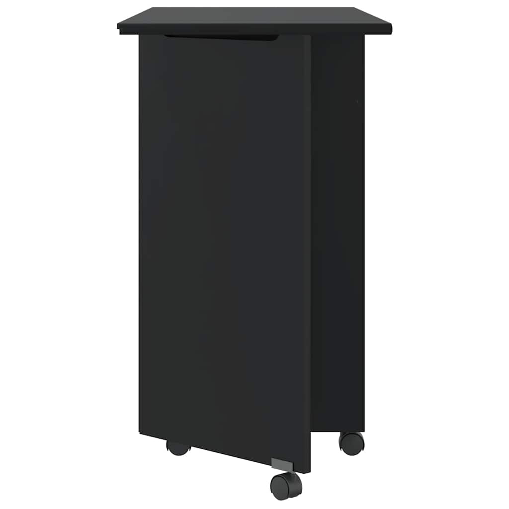 Rollschrank mit Schreibtisch MOSS Schwarz Massivholz Kiefer