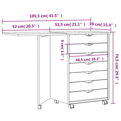 Rollschrank mit Schreibtisch MOSS Schwarz Massivholz Kiefer