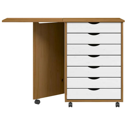 Rollschrank mit Schreibtisch MOSS Honigbraun Massivholz Kiefer