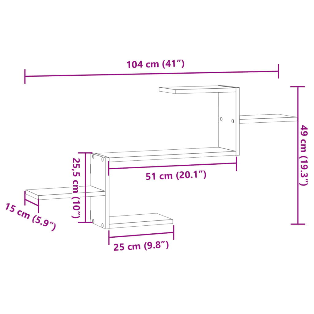Wandregal Altholz-Optik 104x15x49 cm Holzwerkstoff
