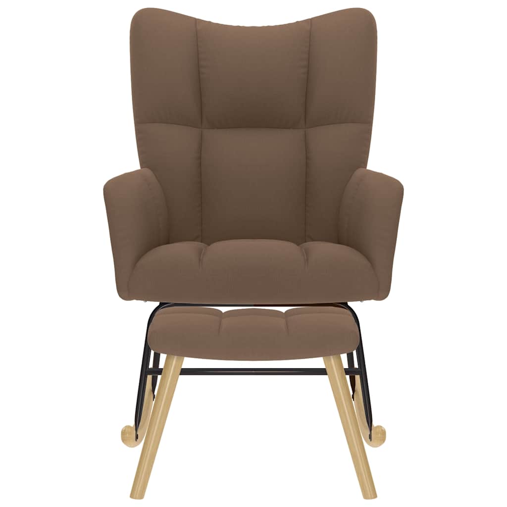 Schaukelstuhl mit Fußhocker Braun Stoff