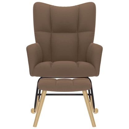 Schaukelstuhl mit Fußhocker Braun Stoff