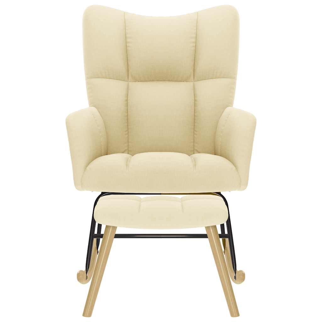 Schaukelstuhl mit Fußhocker Creme Stoff