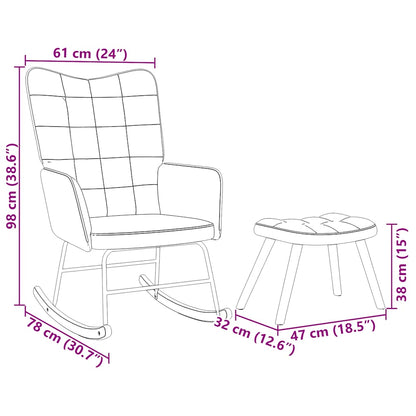 Schaukelstuhl mit Hocker Weinroter Samt