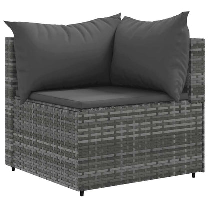 6 dele Have Lounge Sæt med Puder Grå Poly Rattan
