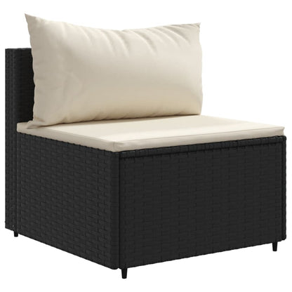 4-tlg. Garten-Lounge-Set mit Kissen Schwarz Poly Rattan