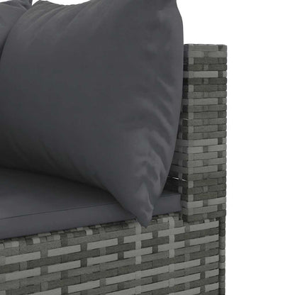5-delt sæt Have Lounge Sæt med Puder Grå Poly Rattan