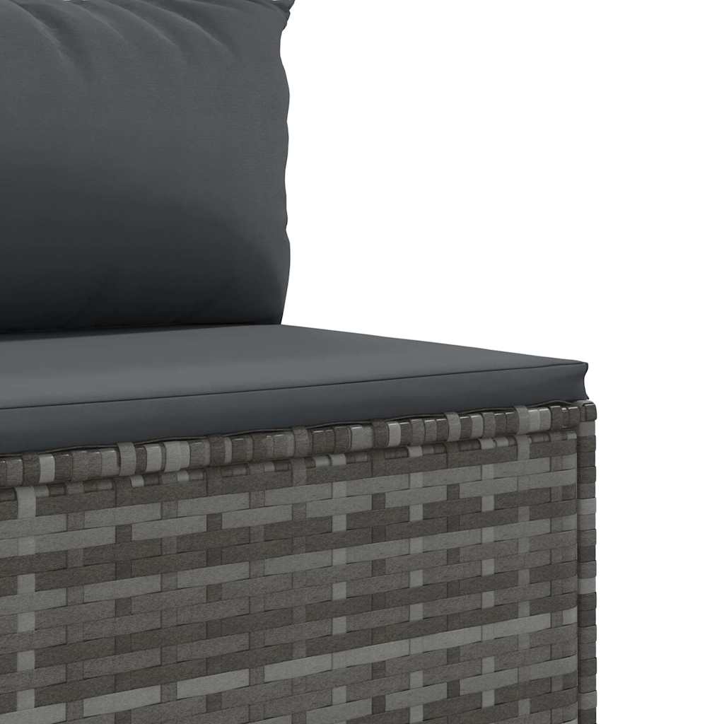 7-delt sæt Have Lounge Sæt med Puder Grå Poly Rattan
