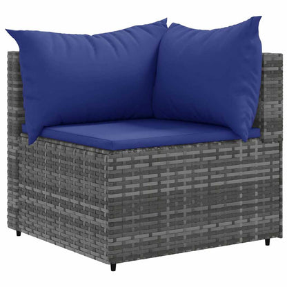 6 dele Have Lounge Sæt med Puder Grå Poly Rattan