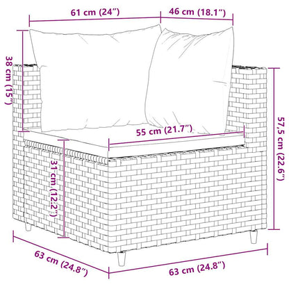 6-tlg. Garten-Lounge-Set mit Kissen Braun Poly Rattan