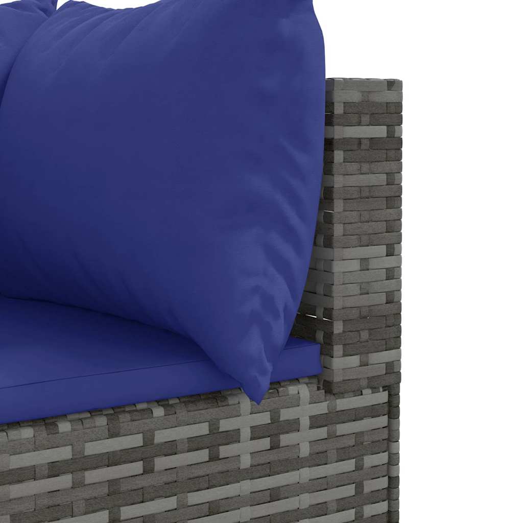 7-delt sæt Have Lounge Sæt med Puder Grå Poly Rattan
