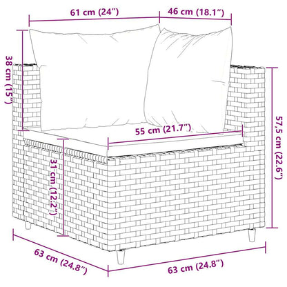 6-tlg. Garten-Lounge-Set mit Kissen Schwarz Poly Rattan