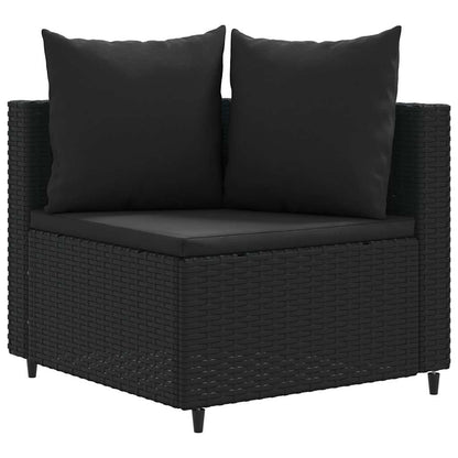 4-delt Havesofasæt med puder Sort polyrattan