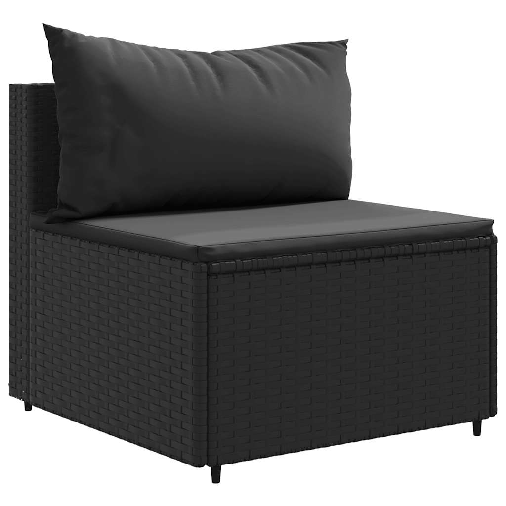 4-delt Havesofasæt med puder Sort polyrattan