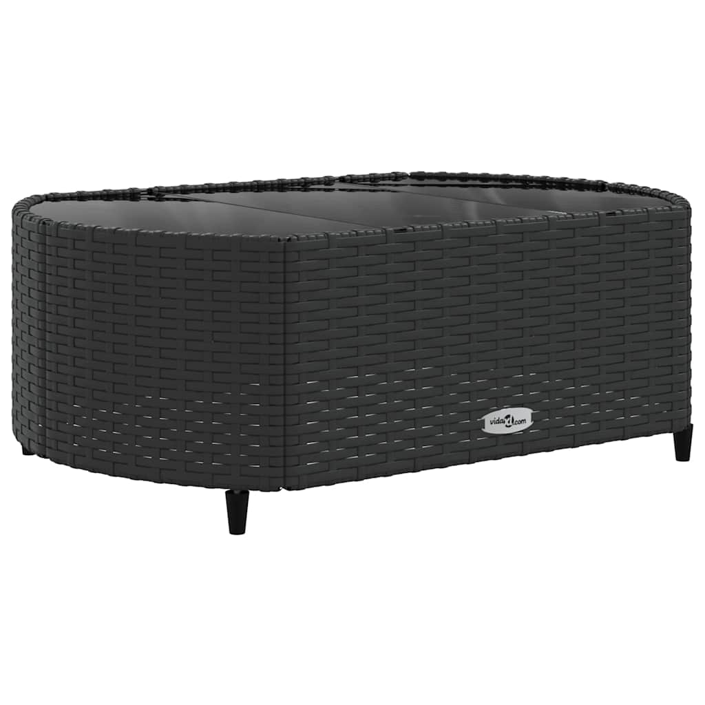 4-delt Havesofasæt med puder Sort polyrattan