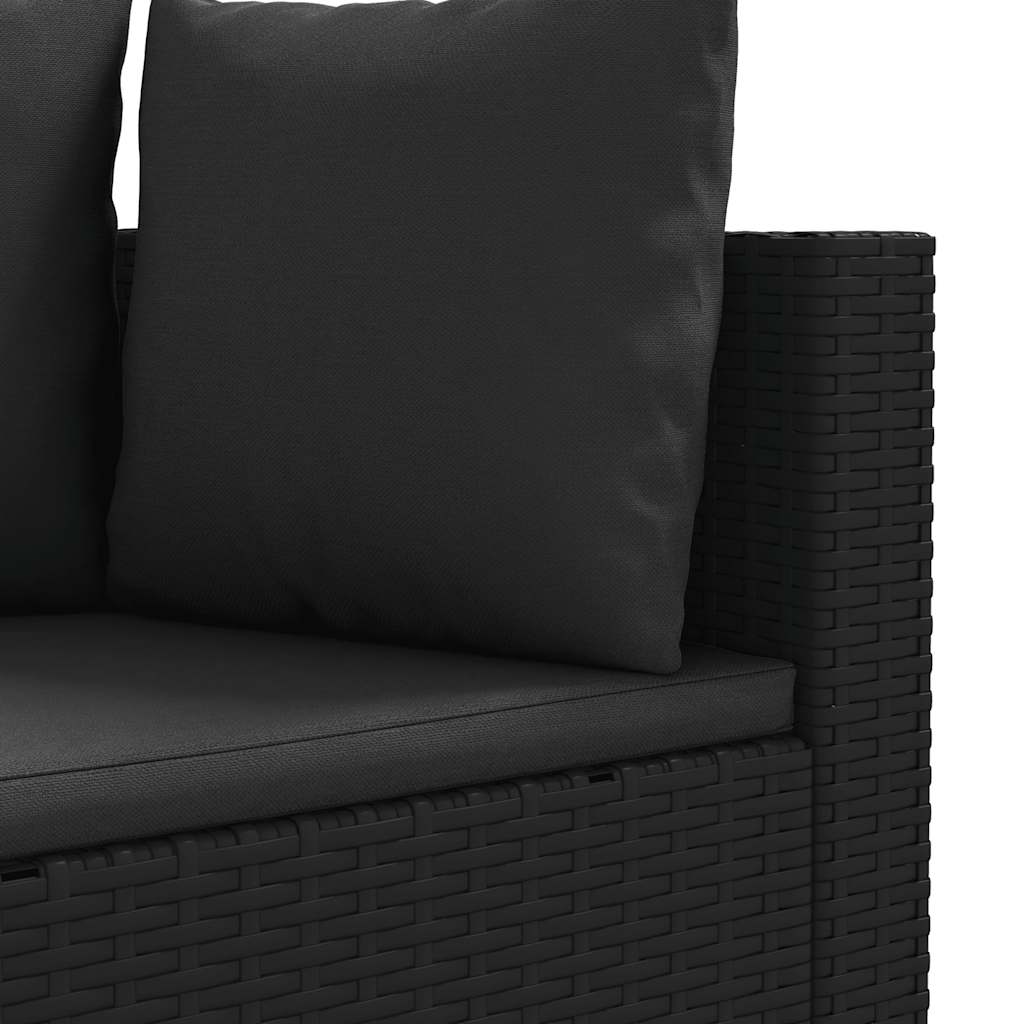 4-delt Havesofasæt med puder Sort polyrattan