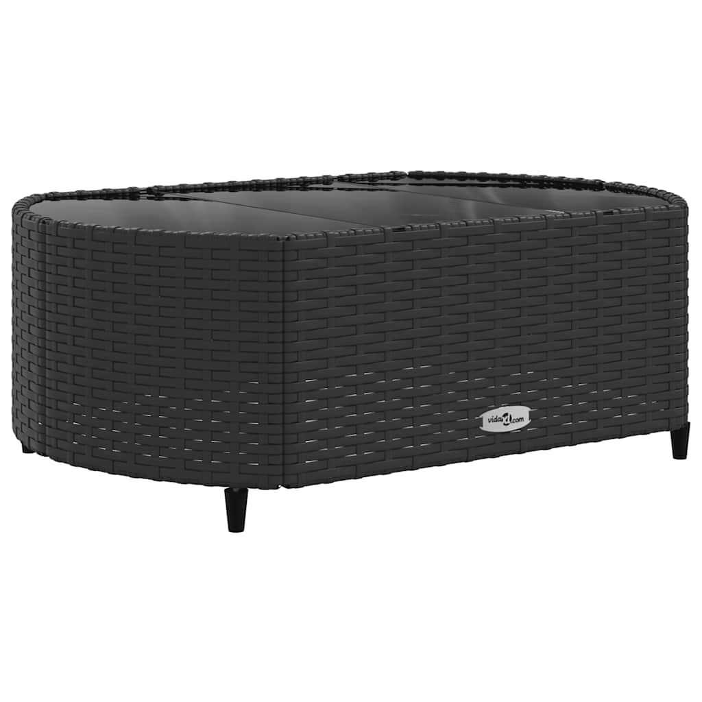 4-delt Havesofasæt med puder Sort polyrattan