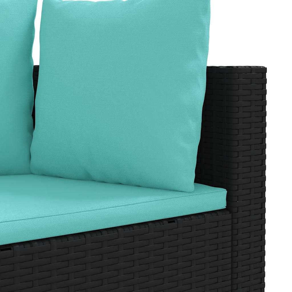 4-delt Havesofasæt med puder Sort polyrattan
