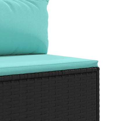 4-delt Havesofasæt med puder Sort polyrattan