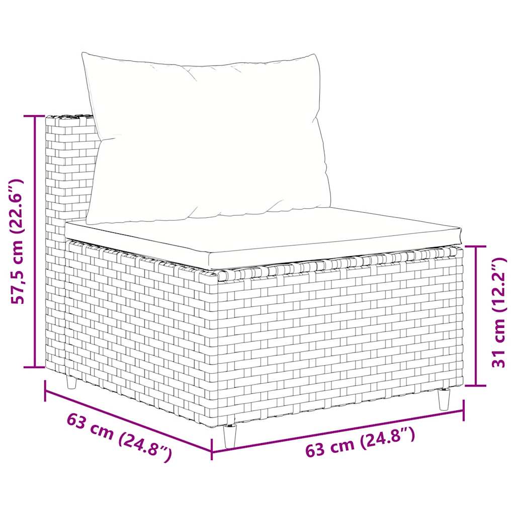 8-tlg. Garten-Sofagarnitur mit Kissen Grau Poly Rattan