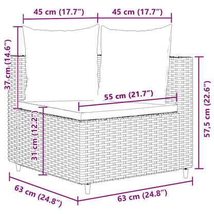 8-tlg. Garten-Sofagarnitur mit Kissen Grau Poly Rattan