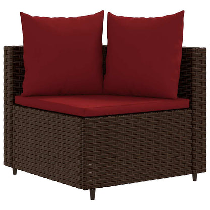 10-tlg. Garten-Sofagarnitur mit Kissen Braun Poly Rattan