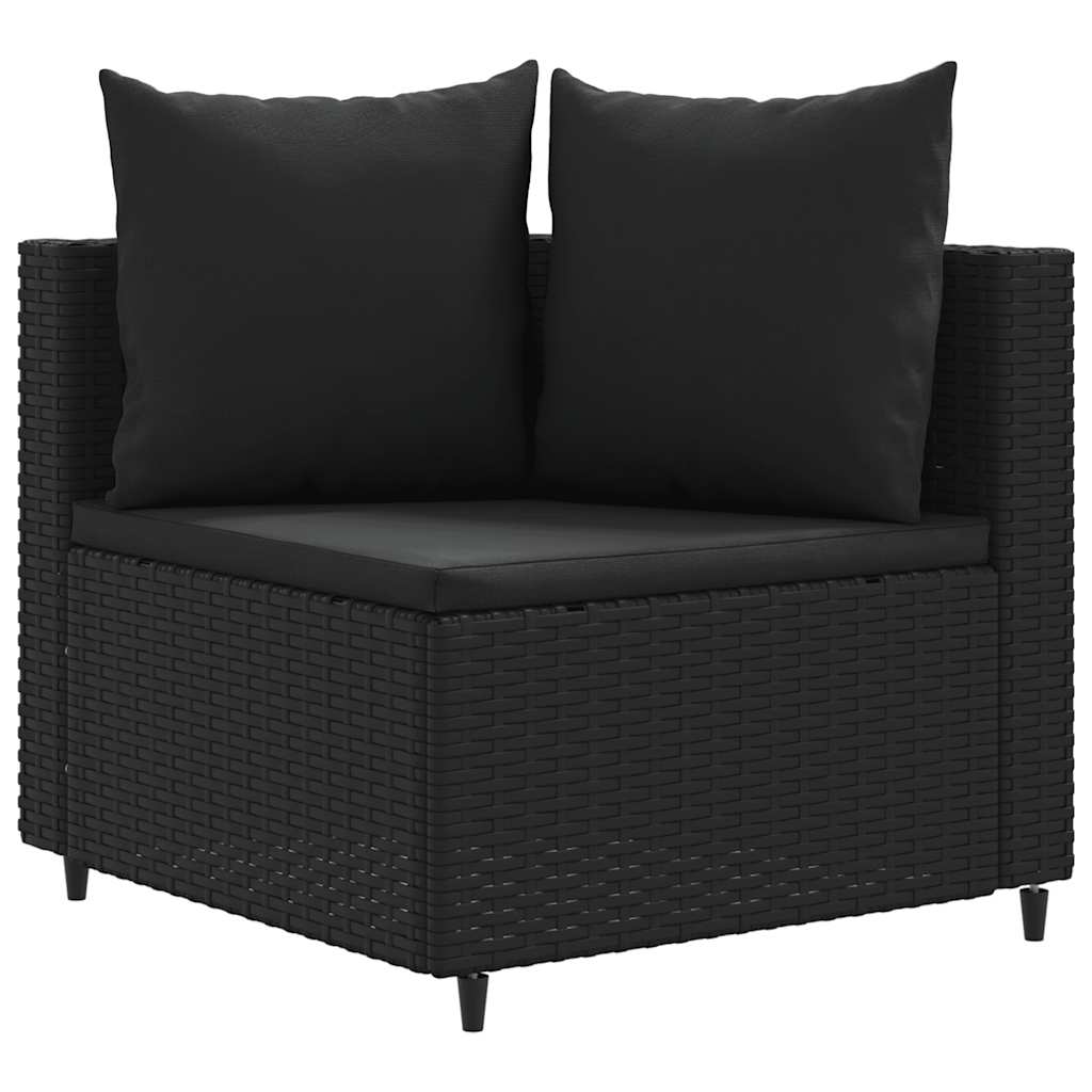6-tlg. Garten-Sofagarnitur mit Kissen Schwarz Poly Rattan