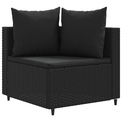 6-tlg. Garten-Sofagarnitur mit Kissen Schwarz Poly Rattan