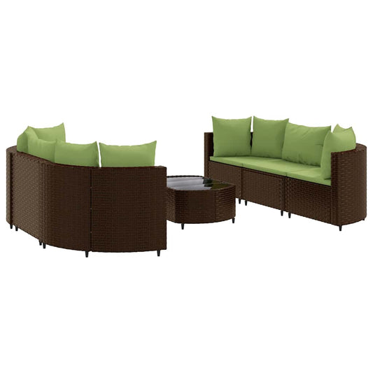 7-tlg. Garten-Sofagarnitur mit Kissen Braun Poly Rattan