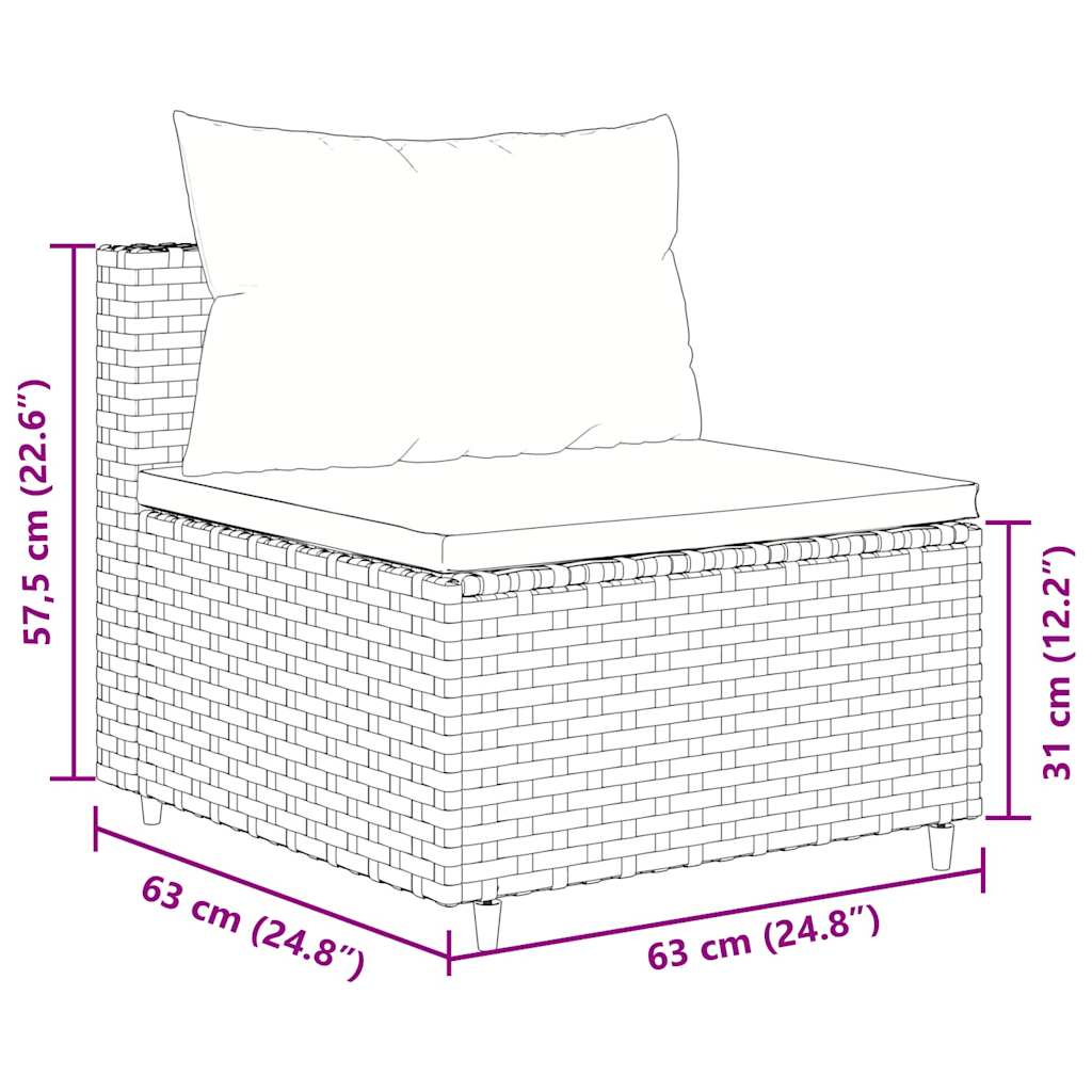 3-delt Havesofasæt med puder Brun polyrattan