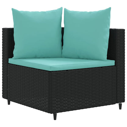 3-delt Havesofasæt med puder Sort polyrattan