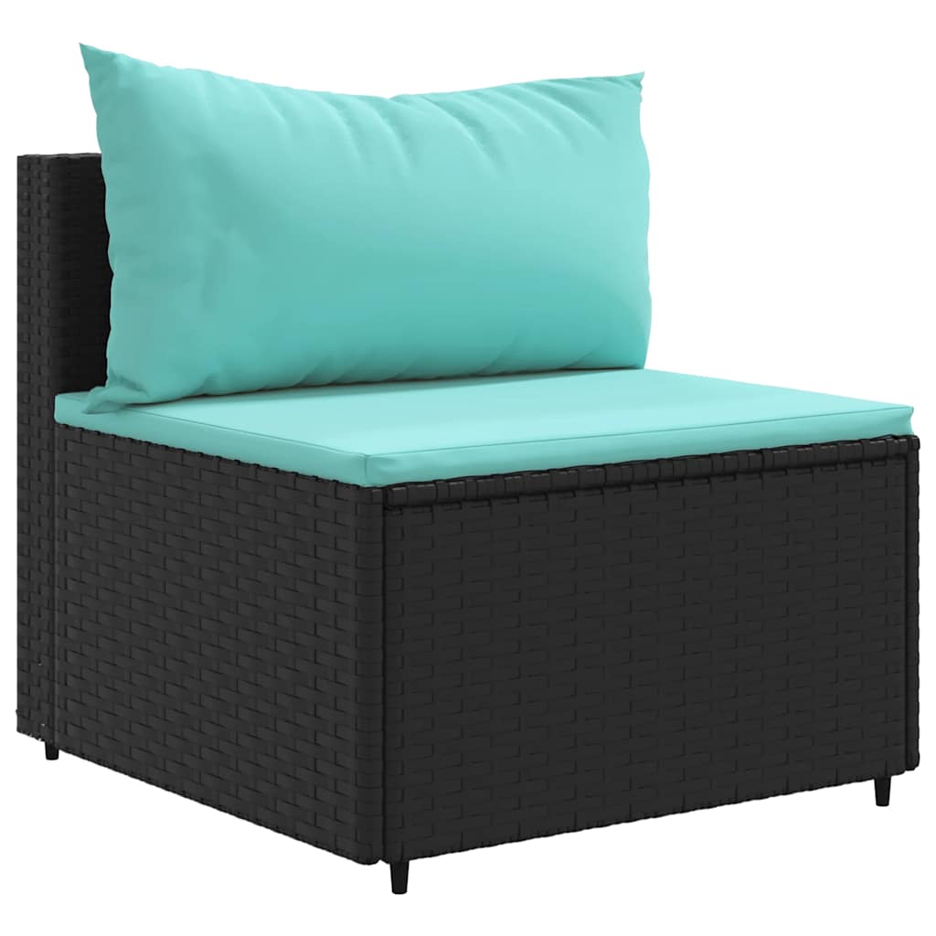 3-delt Havesofasæt med puder Sort polyrattan
