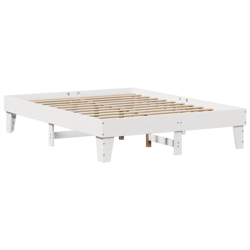 Massivholzbett ohne Matratze Weiß 150x200 cm Kiefernholz