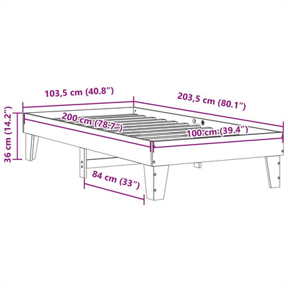 Massivholzbett ohne Matratze Weiß 100x200 cm Kiefernholz