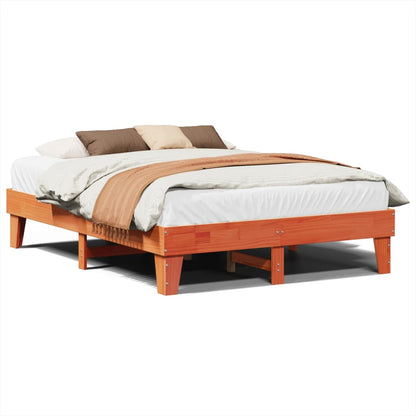 Massivholzbett ohne Matratze Wachsbraun 140x190 cm Kiefernholz