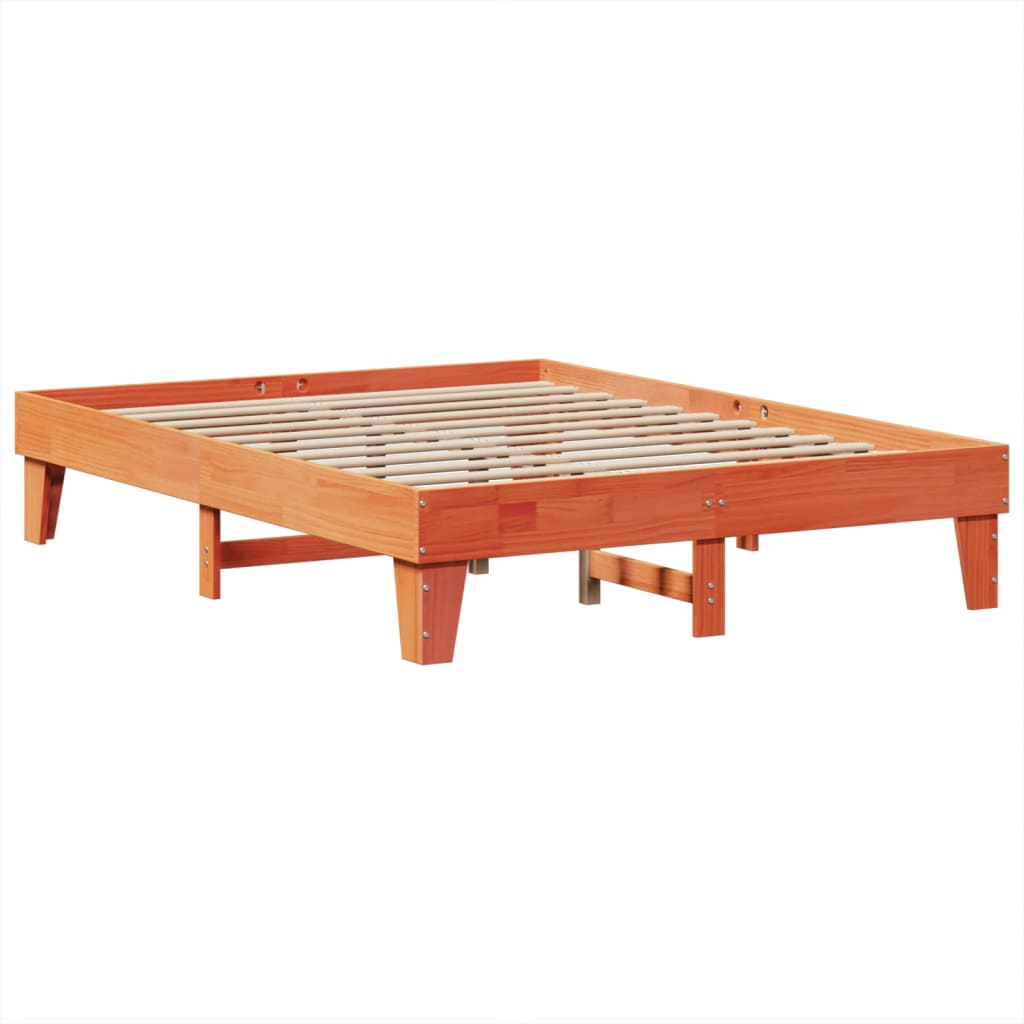 Massivholzbett ohne Matratze Wachsbraun 140x190 cm Kiefernholz