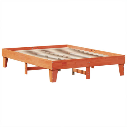 Massivholzbett ohne Matratze Wachsbraun 140x190 cm Kiefernholz