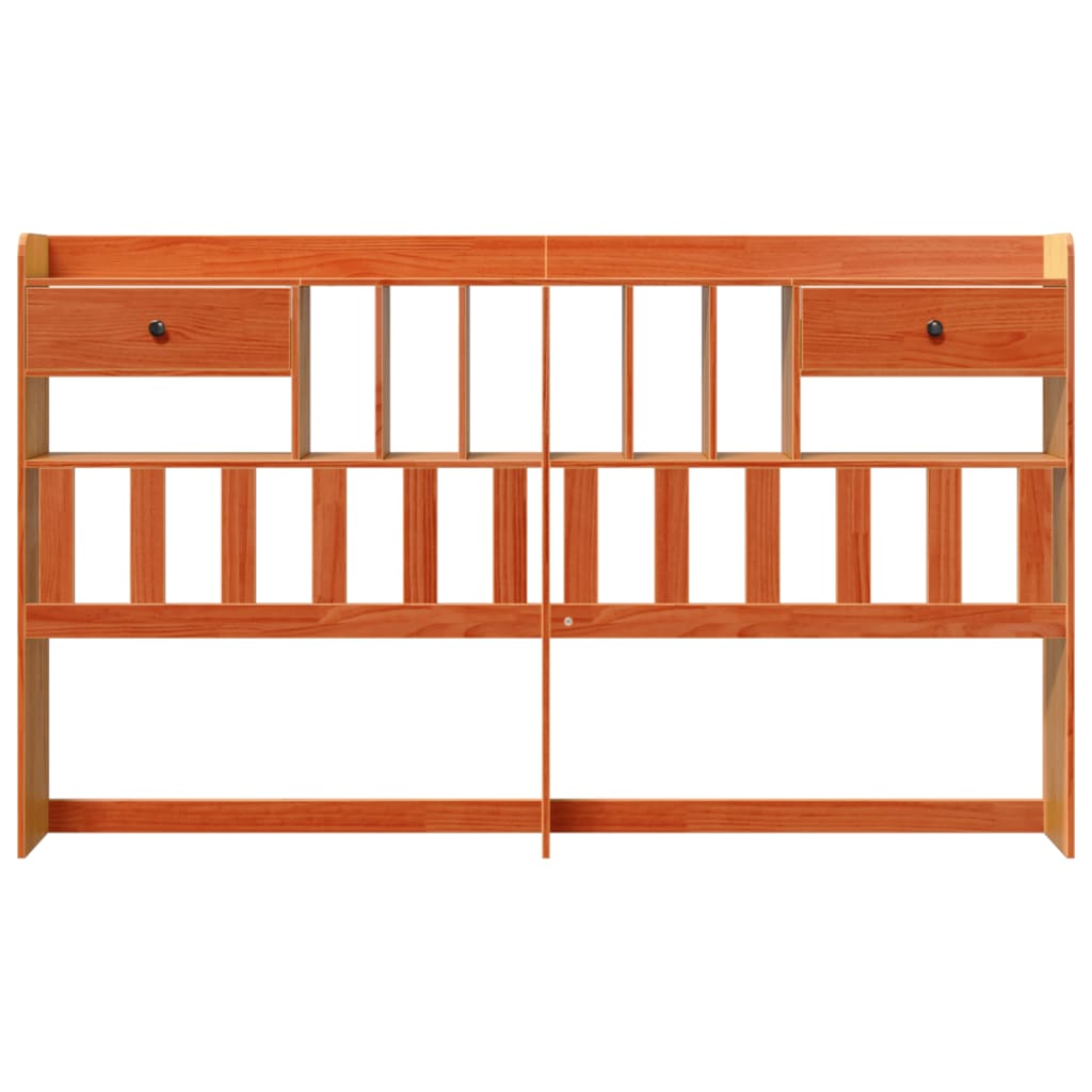 Kopfteil mit Stauraum Wachsbraun 200 cm Massivholz Kiefer