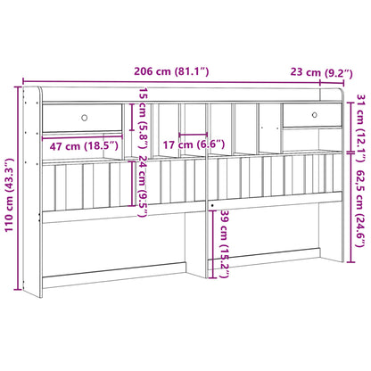 Kopfteil mit Stauraum Wachsbraun 200 cm Massivholz Kiefer