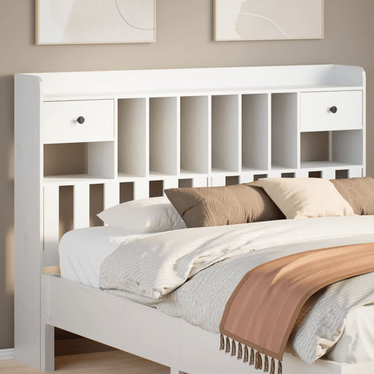 Kopfteil mit Stauraum Weiß 150 cm Massivholz Kiefer