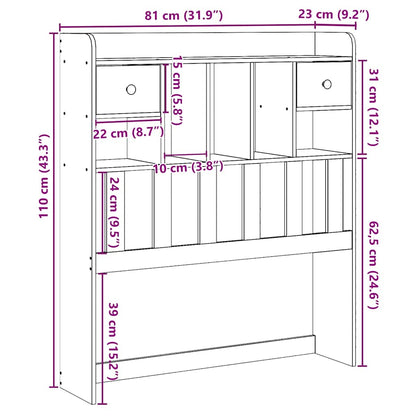 Kopfteil mit Stauraum Wachsbraun 75 cm Massivholz Kiefer